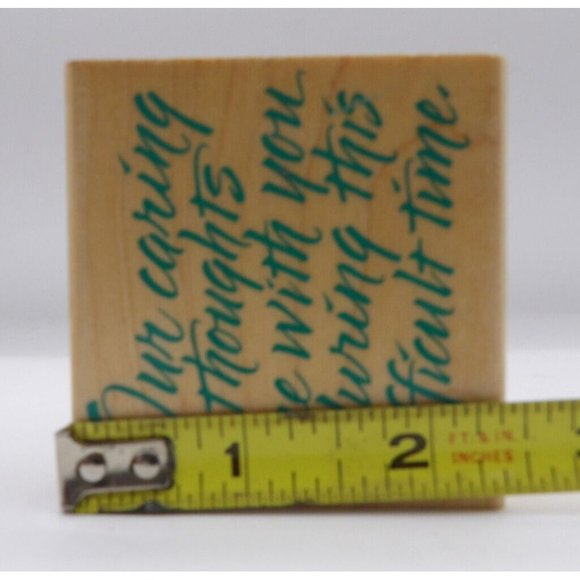 Stamp Wooden Our Caring Thoughts Hero Arts ©1996 2 1/2" x 2 1/2" Cursive - Picture 3 of 4
